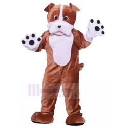 Plushy Brown and White British Bulldog Mascot Costume Animal