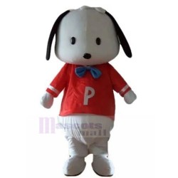 White Puppy Dog Mascot Costume with Red Shirt Animal