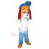 Vigorous Student Dog Mascot Costume with Blue Hat Animal