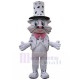 Magician White Cat Mascot Costume Animal in White Suit