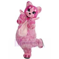 Hairy Dark Pink Cat Mascot Costume Animal