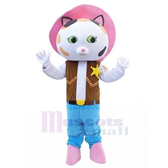 Sheriff Callie White Cat Mascot Costume Cartoon