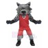 Sport Loup gris Costume de mascotte Animal en tenue de basket-ball rouge