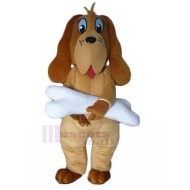 Long-eared Brown Bloodhound Dog Mascot Costume with Big Bone Animal