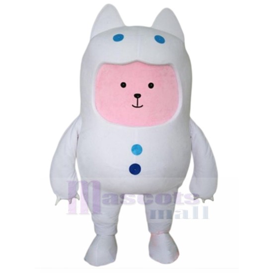 Pink Cat Mascot Costume with White Neko Suit Animal