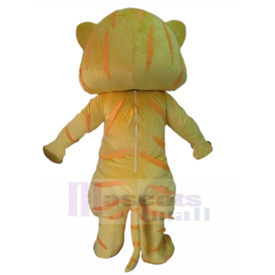 Smiling Yellow Cat Mascot Costume with White Belly Animal