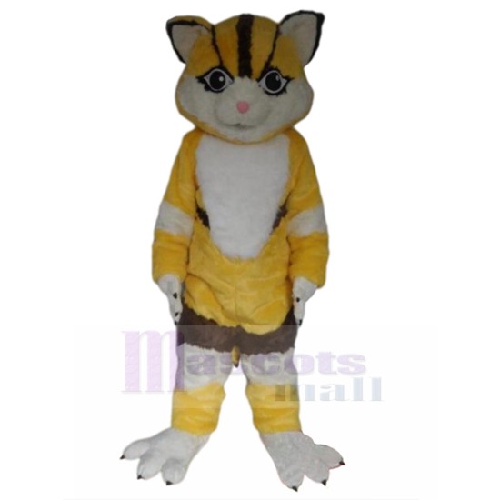 Smart Yellow and Brown Cat Mascot Costume Animal