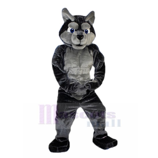 Muscled Grey Wolf Mascot Costume Animal