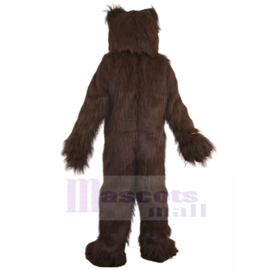 Unruly Brown Bear Mascot Costume with Long Hair Animal