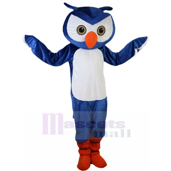 Likable Blue and White Owl Mascot Costume Animal