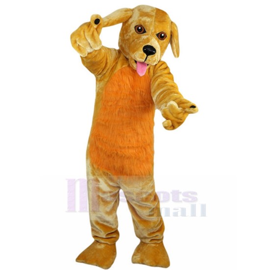 Hairy Light Brown Dog Mascot Costume with Orange Fur Animal