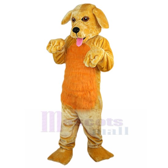 Hairy Light Brown Dog Mascot Costume with Orange Fur Animal