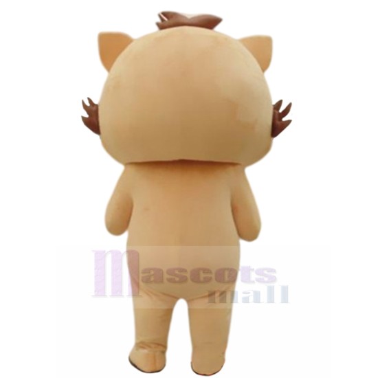 Reticent Yellow Cat Mascot Costume with Brown Beard Animal