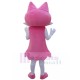 Pink Girl Cat Mascot Costume with Black Glass Animal