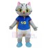 Grey Tabby Cat Mascot Costume with Yellow Cape Animal