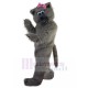 Hairy Grey Cat Mascot Costume with Bow Tie Animal