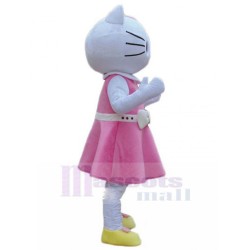 Hello Kitty Cat Mascot Costume in Pink Dress Cartoon