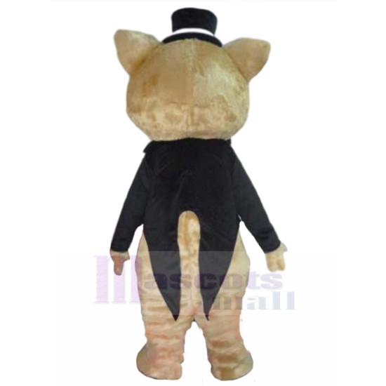 Gentleman Cat Mascot Costume in Black Tuxedo Animal