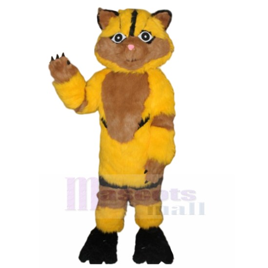 Furry Yellow and Brown Cat Mascot Costume Animal