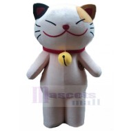 Tricolor Lucky Cat Mascot Costume with Bell Animal