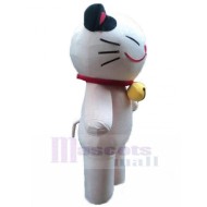 Tricolor Lucky Cat Mascot Costume with Bell Animal