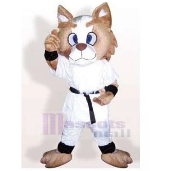 Beige and White Cat Mascot Costume in White Animal