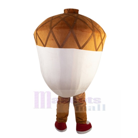 Smiling Flesh-colored and Brown Acorn Mascot Costumes Plant