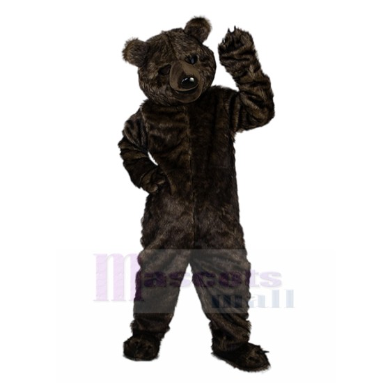 Long Hair Dark Brown Bear Mascot Costume Animal