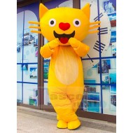 Yellow Cat Mascot Costume with Love-shaped Nose Animal