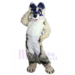 Bien fait Husky beige Costume de mascotte de chien avec fourrure noire Animal