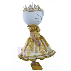 Hello Kitty Mascot Costume in Golden Princess Dress Animal