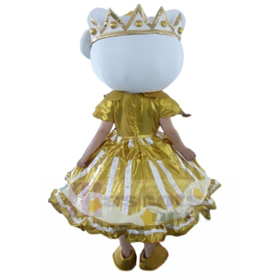 Hello Kitty Mascot Costume in Golden Princess Dress Animal