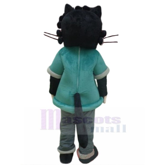 Black Cat Doctor Mascot Costume in Medical Clothe Animal