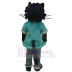 Black Cat Doctor Mascot Costume in Medical Clothe Animal