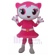 Big Eyes Pink Cartoon Cat Mascot Costume Animal