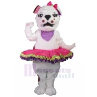 Élégant Bouledogue britannique blanc Costume de mascotte avec robe de ballet Animal