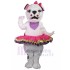 Elegant White British Bulldog Mascot Costume with Ballet Dress Animal