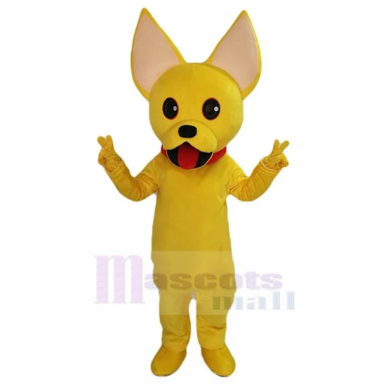 Jaune Chien Chihuahua Costume de mascotte avec col rouge Animal