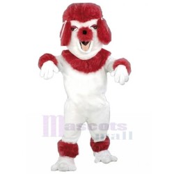 Abordable Rouge et blanc Chien Caniche Costume de mascotte Animal