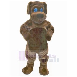 Staunch Brown Dog Mascot Costume with Blue Eyes Animal