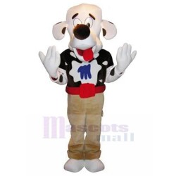 White Dog Mascot Costume with Red Belt Animal