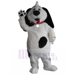 Hippie Smiley White and Black Dog Mascot Costume with Red Collar Animal