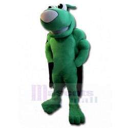 Powerful Green Dog Mascot Costume with Black Cape Animal