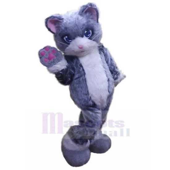 Furry Grey and White Cat Fursuit Mascot Costume Animal