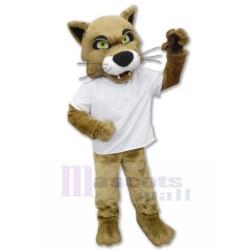 New Arrival Wild Cat Mascot Costume in White Shirt Animal