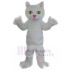 Smiling White Cat Mascot Costume with Yellow Eyes Animal