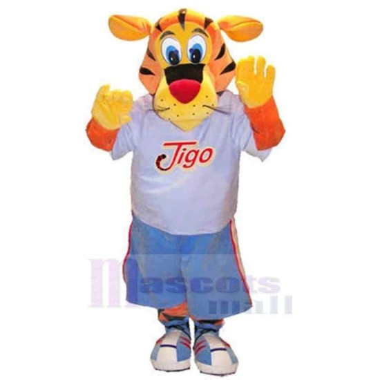 Sport Tiger Mascot Costume Animal in White T-shirt