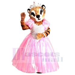 beau tigre Mascotte Costume Animal en robe rose