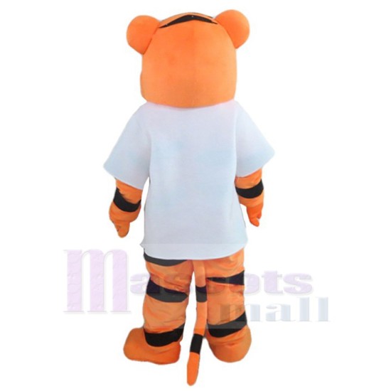 Sport Tiger Mascot Costume Animal in White Shirt