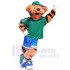 Sport Tiger Mascot Costume in Green Shirt